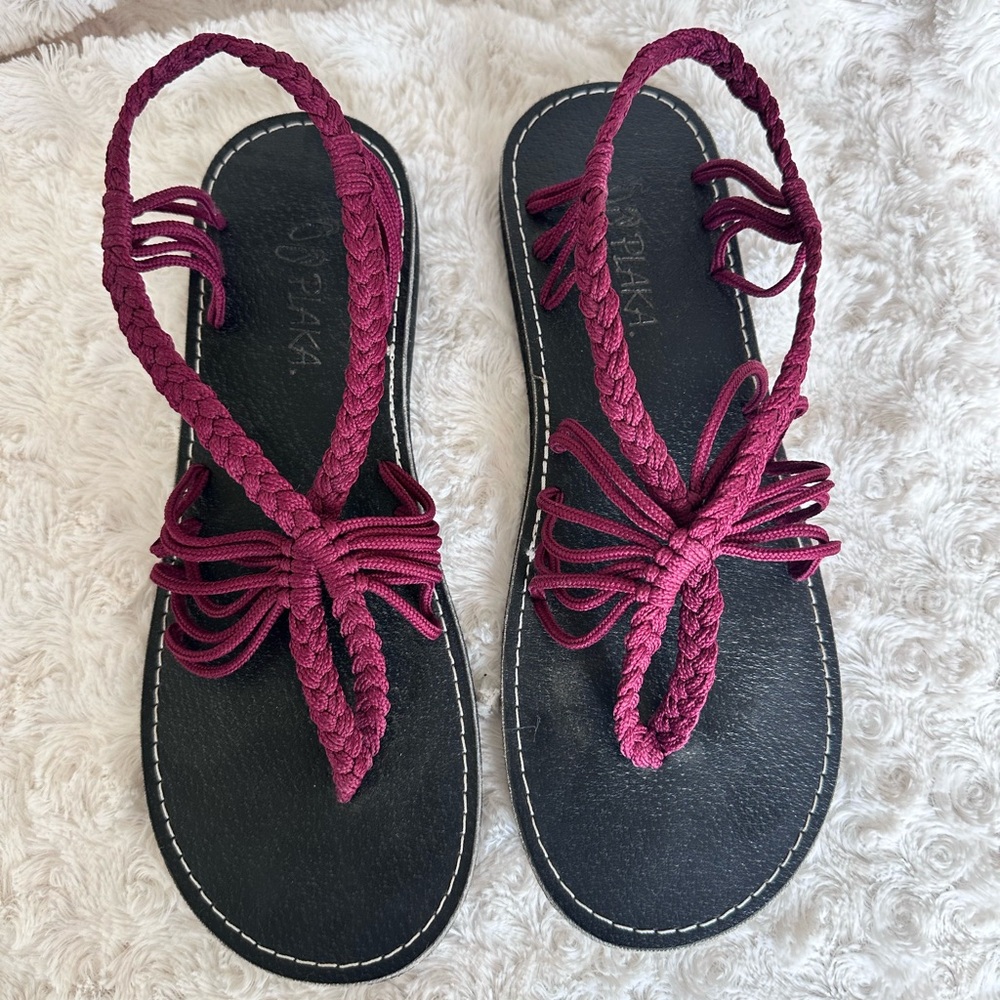 Plaka Seashell Summer Sandals for Women Sunset Sangria Size 8